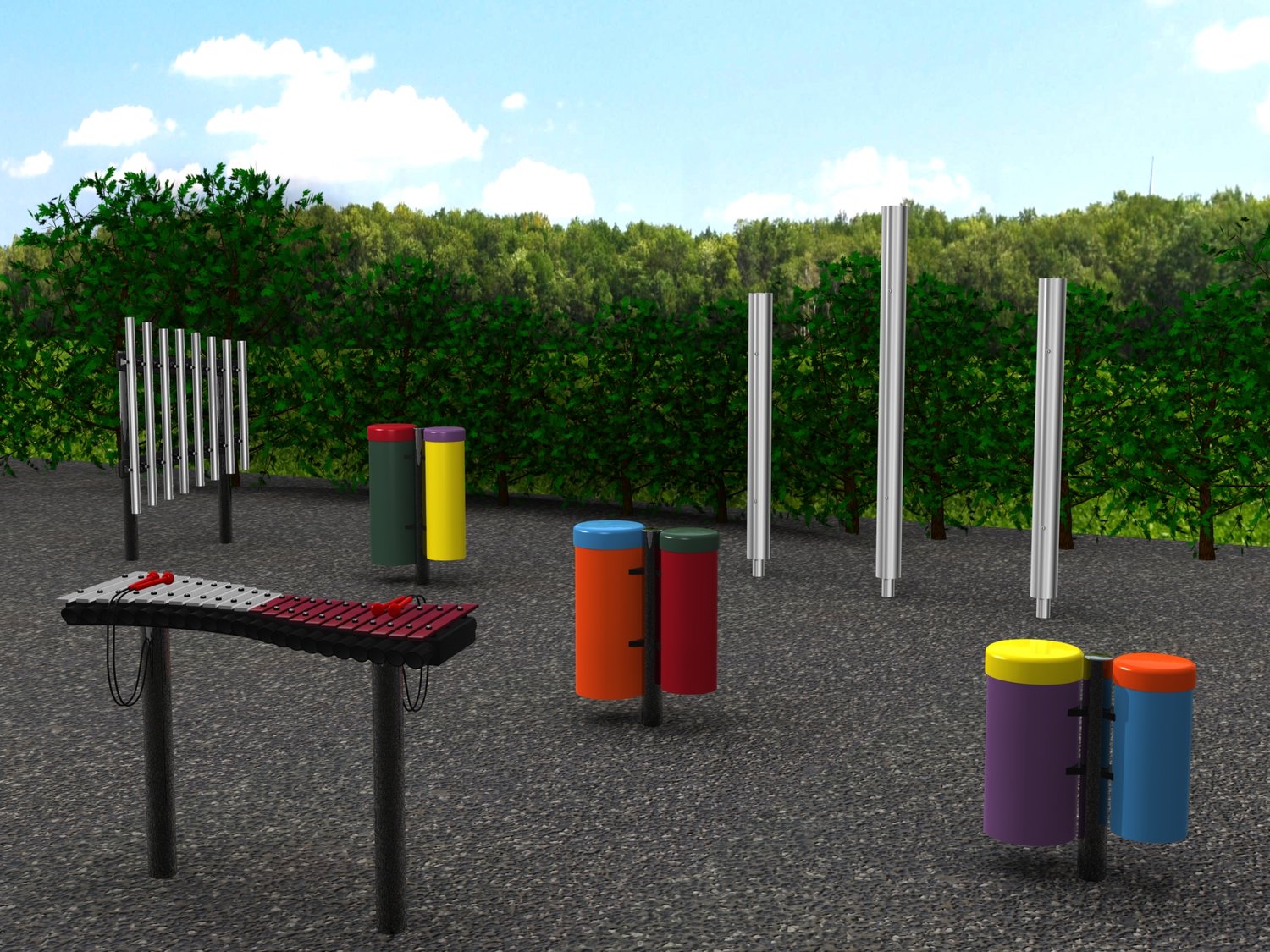 Outdoor musical instruments like the ones planned for the Quitman city park.